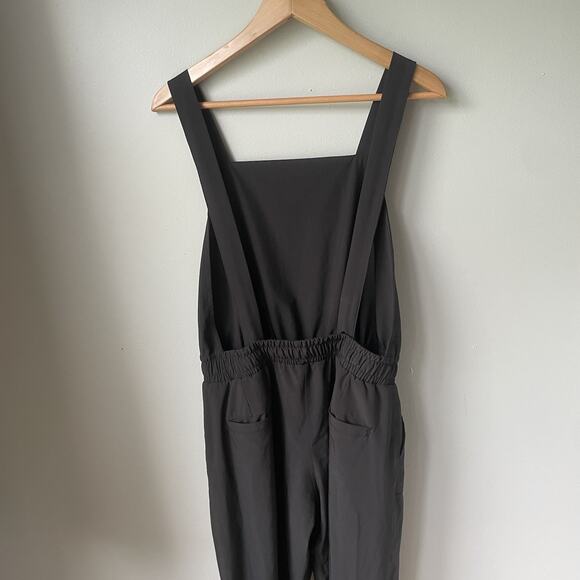 Albion Classic Overall Jumpsuit Womens Sz Medium‎ Black Cinch Waist Ankle Zipper - Picture 9 of 11